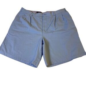 Men's Lands End Sze 38 Light Blue Traditional Pleated Cotton Dress Shorts Preppy